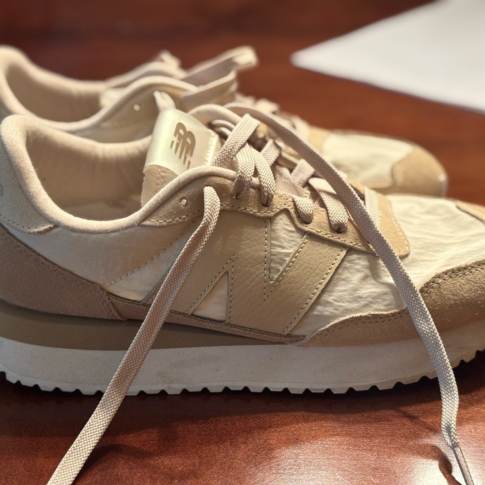 New Balance Beige and Cream Athletic Shoes